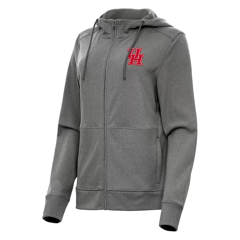 Antigua Heather Houston Cougars Seeker Full-Zip Hoodie