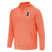 Antigua Heather Illinois Fighting Illini Cloud Pullover Hoodie