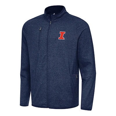 Antigua Heather Illinois Fighting Illini Hold-Up Full-Zip Tri-Blend Jacket