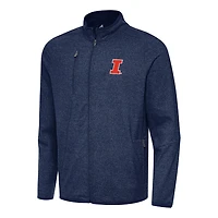 Antigua Heather Illinois Fighting Illini Hold-Up Full-Zip Tri-Blend Jacket