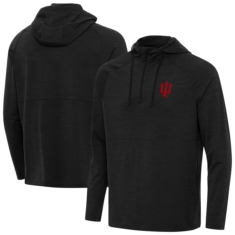 Antigua Heather Indiana Hoosiers Spikes Quarter-Zip Hoodie
