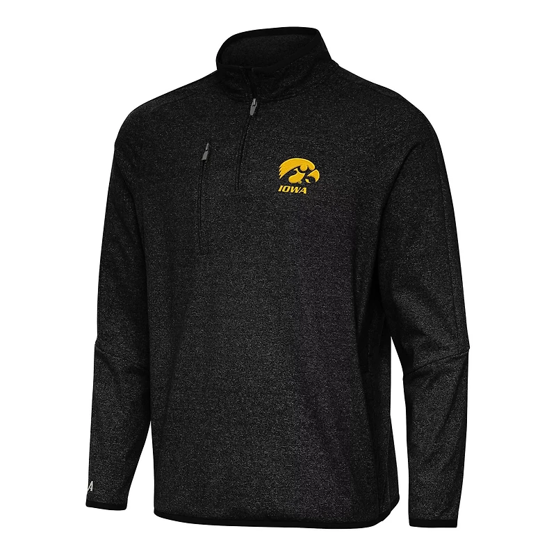 Antigua Heather Iowa Hawkeyes Certain Quarter-Zip Tri-Blend Sweatshirt