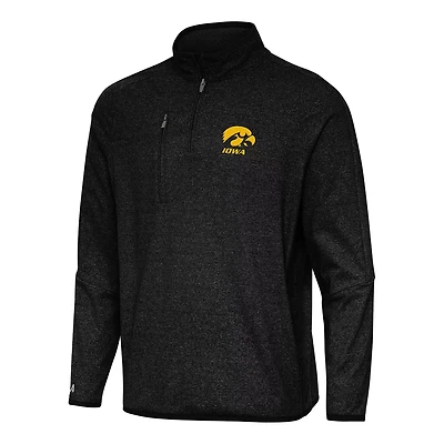 Antigua Heather Iowa Hawkeyes Certain Quarter-Zip Tri-Blend Sweatshirt