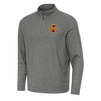 Antigua Heather Iowa State Cyclones Subtle Quarter-Zip Sweatshirt