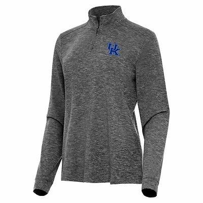 Antigua Heather Kentucky Wildcats Mentor Long Sleeve Quarter-Zip Mock Polo