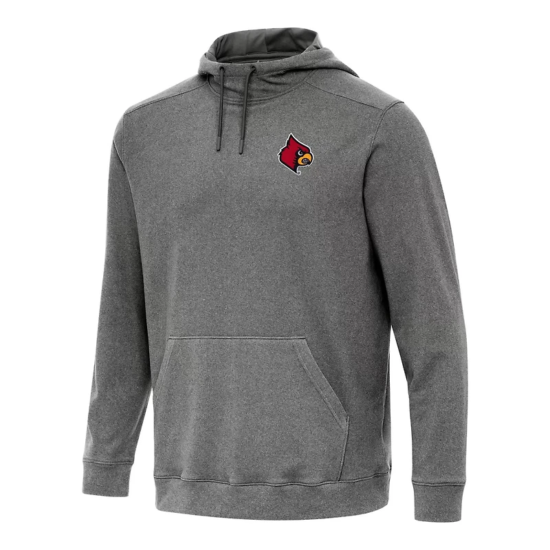Antigua Heather Louisville Cardinals Cloud Pullover Hoodie