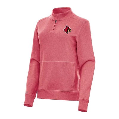 Antigua Heather Louisville Cardinals Crush Quarter-Zip Fleece Sweatshirt