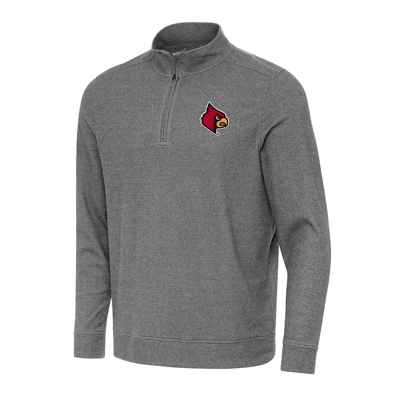 Antigua Heather Louisville Cardinals Subtle Quarter-Zip Sweatshirt