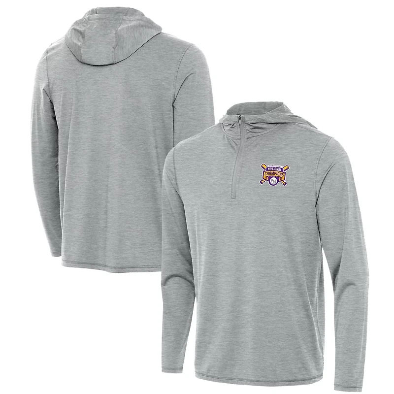 Antigua Heather LSU Tigers 2025 NCAA Baseball College World Series National Champions Tidy Quarter-Zip Hoodie