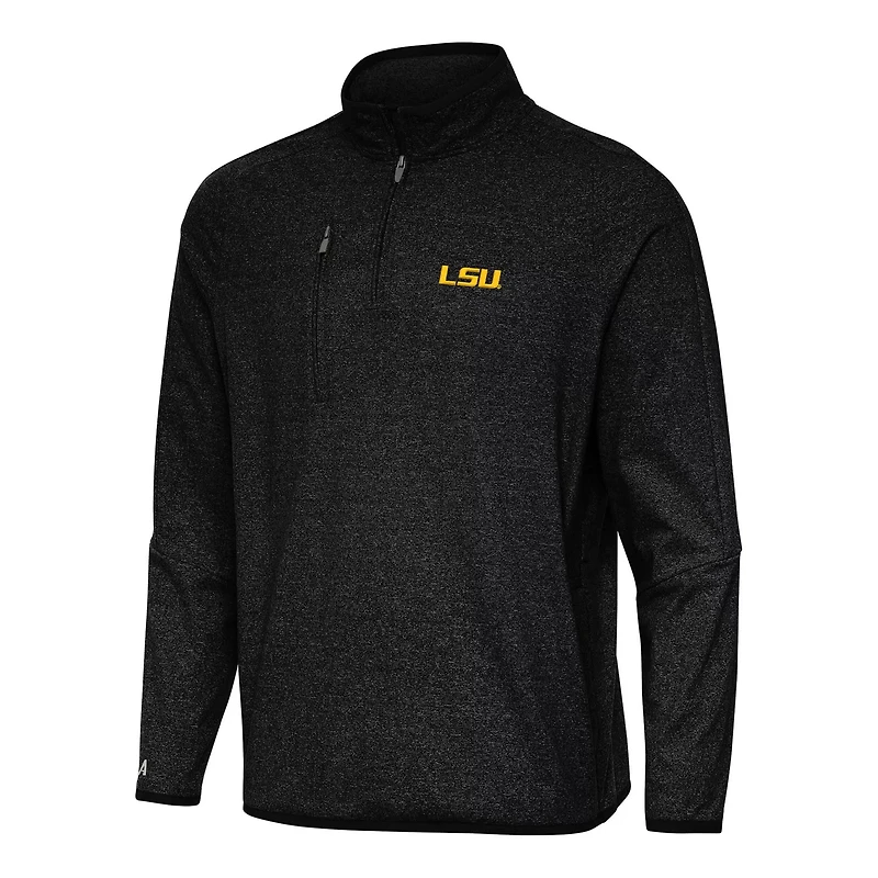 Antigua Heather LSU Tigers Certain Quarter-Zip Tri-Blend Sweatshirt