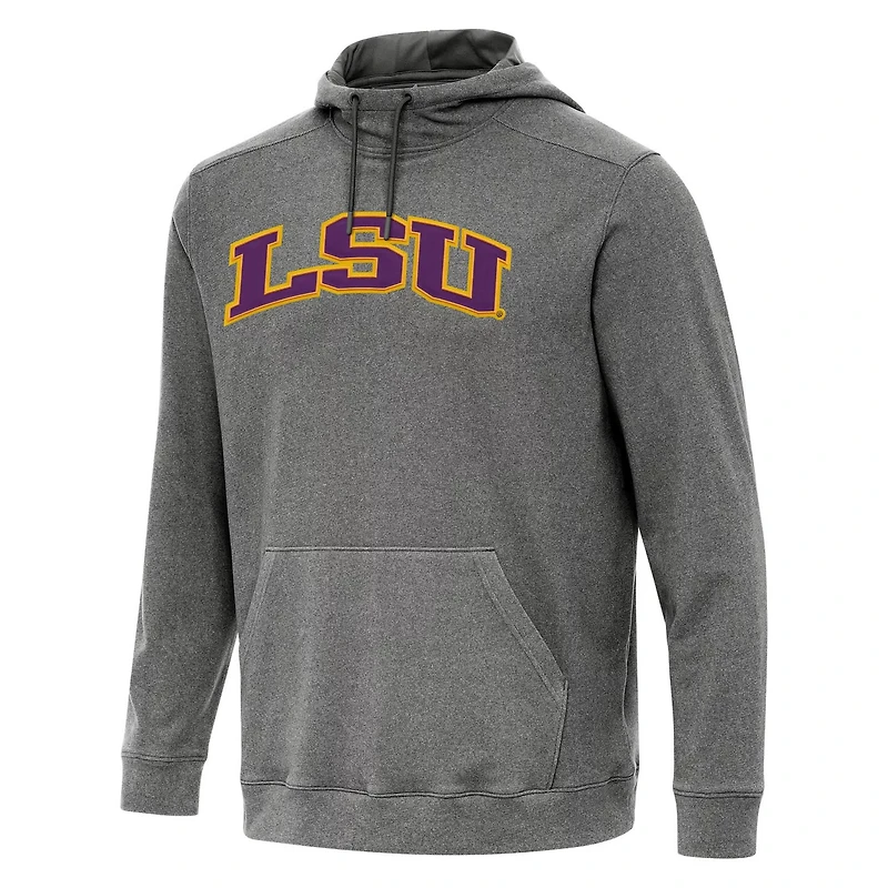 Antigua Heather LSU Tigers Cloud Pullover Hoodie