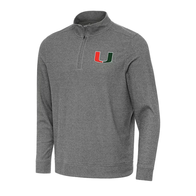 Antigua Heather Miami Hurricanes Subtle Quarter-Zip Sweatshirt