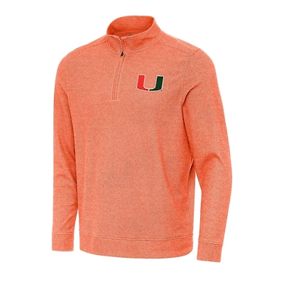 Antigua Heather Miami Hurricanes Subtle Quarter-Zip Sweatshirt
