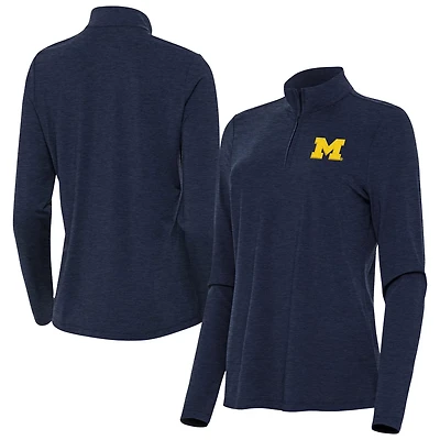 Antigua Heather Michigan Wolverines Bright Quarter-Zip Top