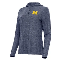 Antigua Heather Michigan Wolverines Daybreak Quarter-Zip Hoodie