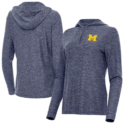 Antigua Heather Michigan Wolverines Daybreak Quarter-Zip Hoodie