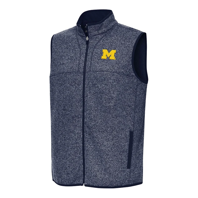 Antigua Heather Michigan Wolverines Fortune Full-Zip Vest