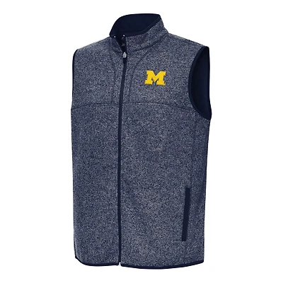 Antigua Heather Michigan Wolverines Fortune Full-Zip Vest