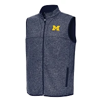 Antigua Heather Michigan Wolverines Fortune Full-Zip Vest