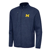 Antigua Heather Michigan Wolverines Hold-Up Full-Zip Tri-Blend Jacket