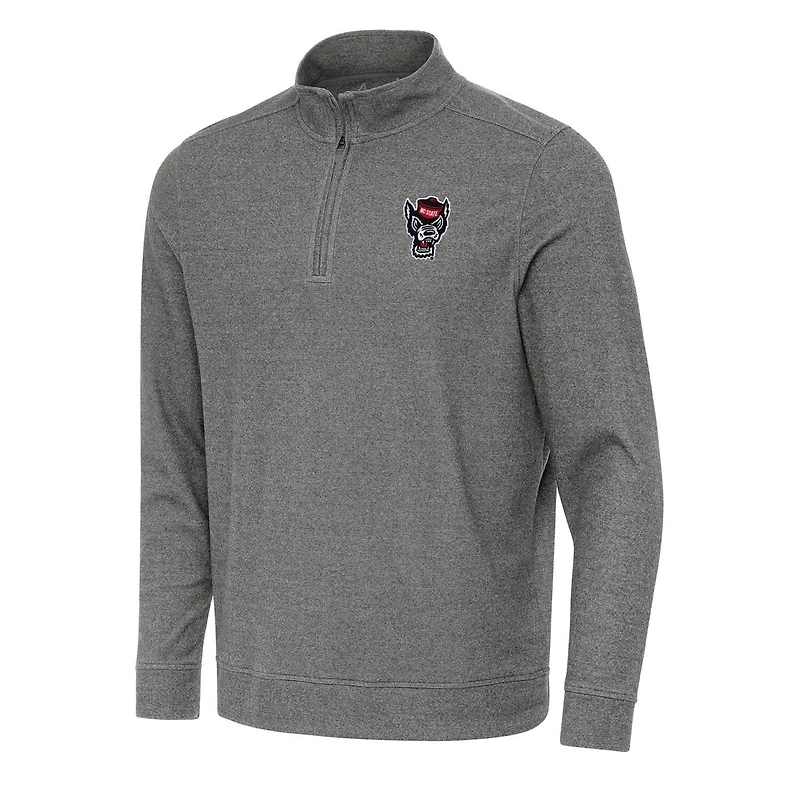 Antigua Heather NC State Wolfpack Subtle Quarter-Zip Sweatshirt