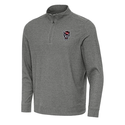 Antigua Heather NC State Wolfpack Subtle Quarter-Zip Sweatshirt