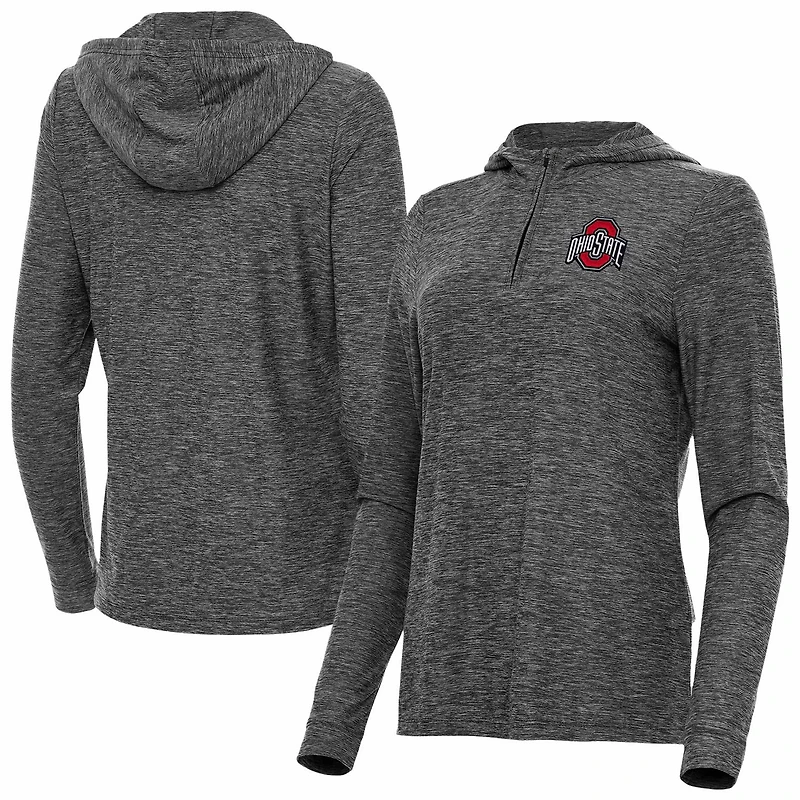 Antigua Heather Ohio State Buckeyes Daybreak Quarter-Zip Hoodie