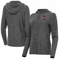 Antigua Heather Ohio State Buckeyes Daybreak Quarter-Zip Hoodie
