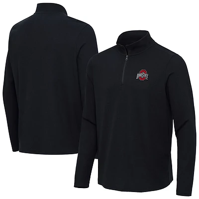 Antigua Heather Ohio State Buckeyes Sync Quarter-Zip Waffle-Knit Tri-Blend Pullover
