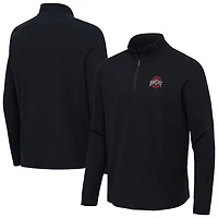 Antigua Heather Ohio State Buckeyes Sync Quarter-Zip Waffle-Knit Tri-Blend Pullover