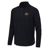 Antigua Heather Ohio State Buckeyes Sync Quarter-Zip Waffle-Knit Tri-Blend Pullover