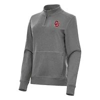 Antigua Heather Oklahoma Sooners Crush Quarter-Zip Fleece Sweatshirt