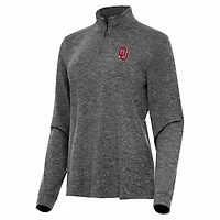 Antigua Heather Oklahoma Sooners Mentor Long Sleeve Quarter-Zip Mock Polo