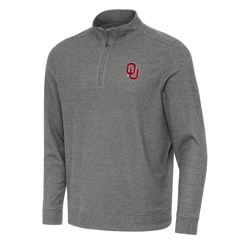 Antigua Heather Oklahoma Sooners Subtle Quarter-Zip Sweatshirt