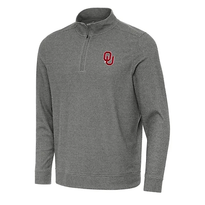 Antigua Heather Oklahoma Sooners Subtle Quarter-Zip Sweatshirt