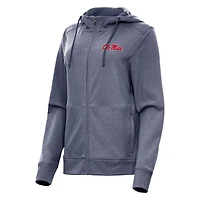 Antigua Heather Ole Miss Rebels Seeker Full-Zip Hoodie