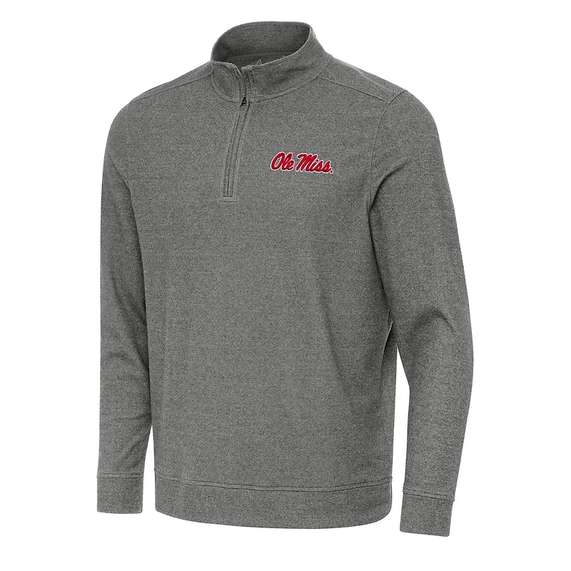 Antigua Heather Ole Miss Rebels Subtle Quarter-Zip Sweatshirt