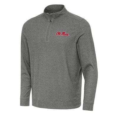 Antigua Heather Ole Miss Rebels Subtle Quarter-Zip Sweatshirt