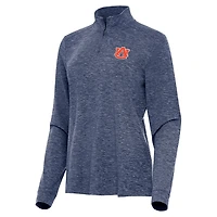 Antigua Heather Powder Auburn Tigers Mentor Long Sleeve Quarter-Zip Mock Polo
