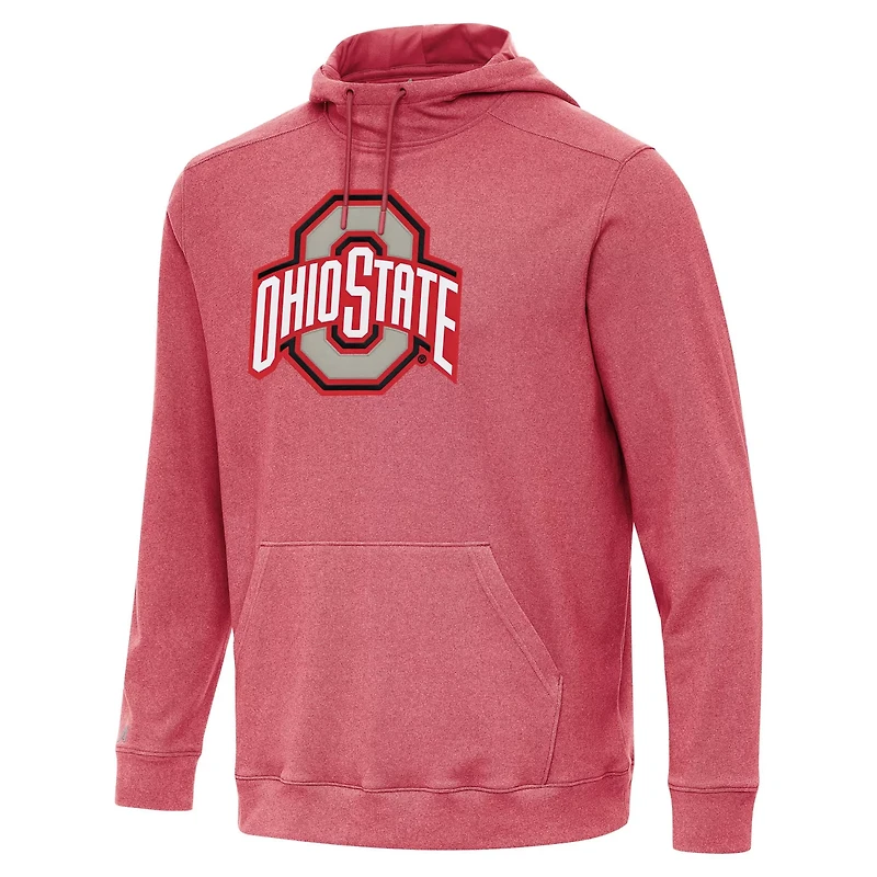 Antigua Heather Scarlet Ohio State Buckeyes Cloud Pullover Hoodie