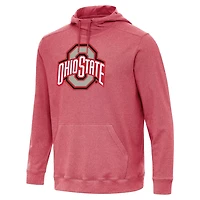 Antigua Heather Scarlet Ohio State Buckeyes Cloud Pullover Hoodie