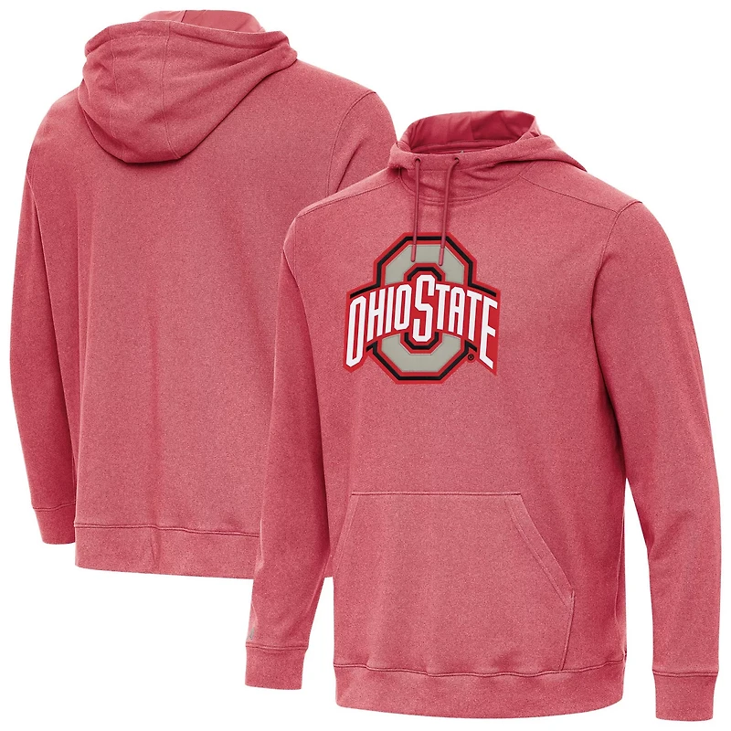 Antigua Heather Scarlet Ohio State Buckeyes Cloud Pullover Hoodie