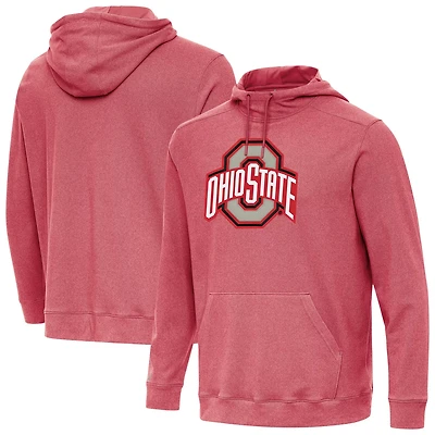 Antigua Heather Scarlet Ohio State Buckeyes Cloud Pullover Hoodie