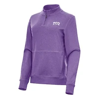 Antigua Heather TCU Horned Frogs Crush Quarter-Zip Fleece Sweatshirt