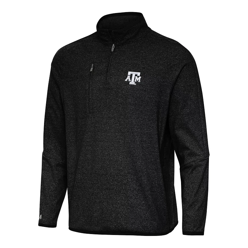 Antigua Heather Texas AM Aggies Certain Quarter-Zip Tri-Blend Sweatshirt
