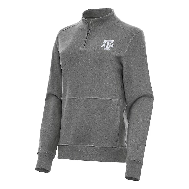 Antigua Heather Texas AM Aggies Crush Quarter-Zip Fleece Sweatshirt
