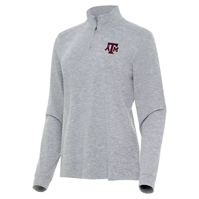 Antigua Heather Texas AM Aggies Mentor Long Sleeve Quarter-Zip Mock Polo
