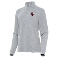 Antigua Heather Texas AM Aggies Mentor Long Sleeve Quarter-Zip Mock Polo