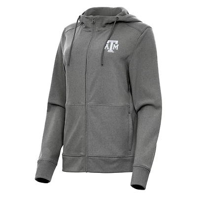 Antigua Heather Texas AM Aggies Seeker Full-Zip Hoodie