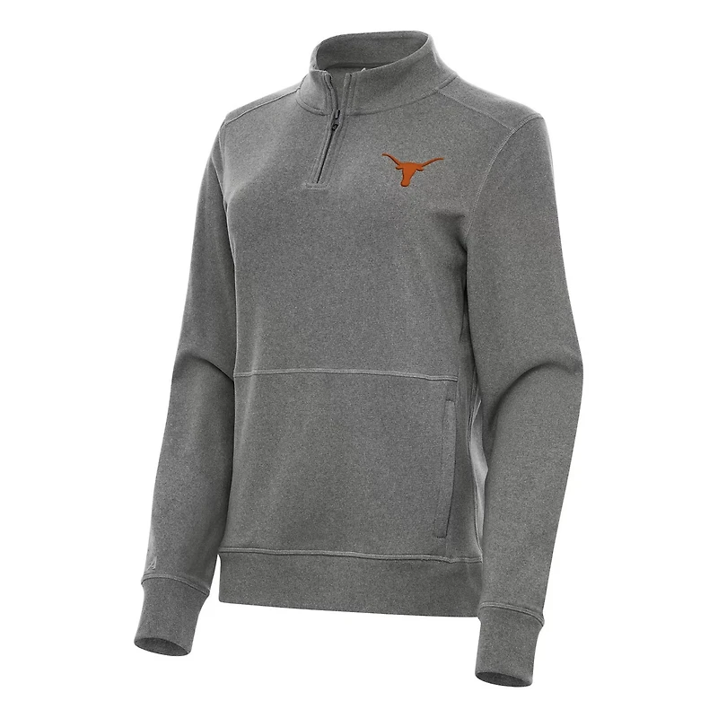 Antigua Heather Texas Longhorns Crush Quarter-Zip Fleece Sweatshirt